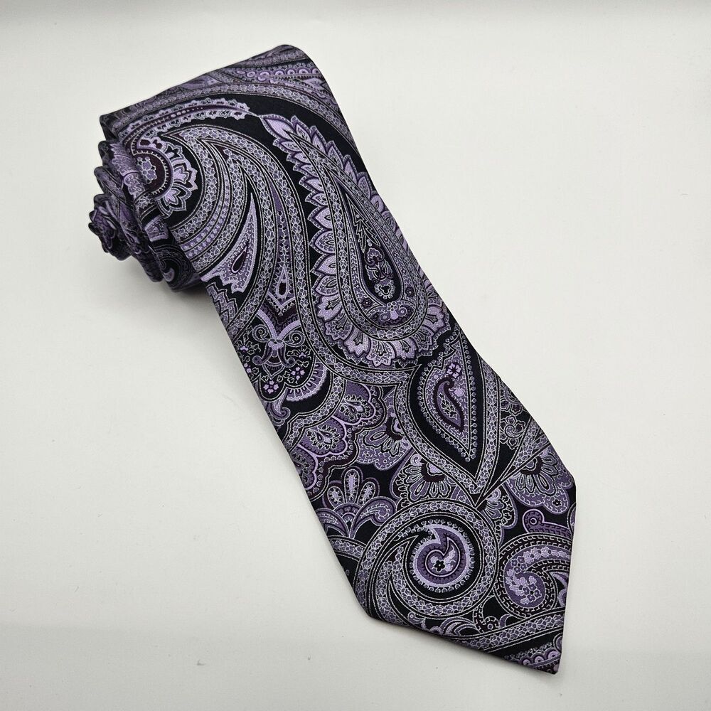 Joseph A. Bank Signature Collection Purple Paisley Tie Work Wedding 59 5/x3 3/8"